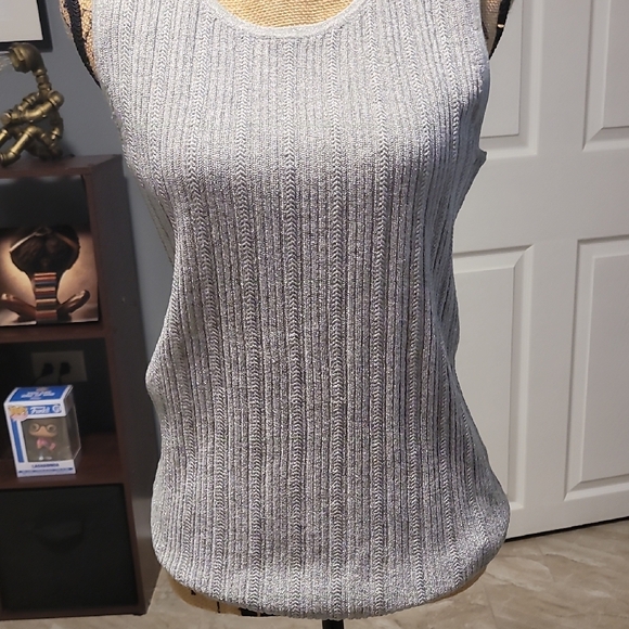 Talbots Gray Ribbed Tank Top - Picture 2 of 6